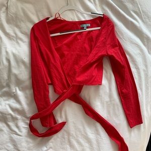 Mint Vanilla Red Long Sleeve Tie Top